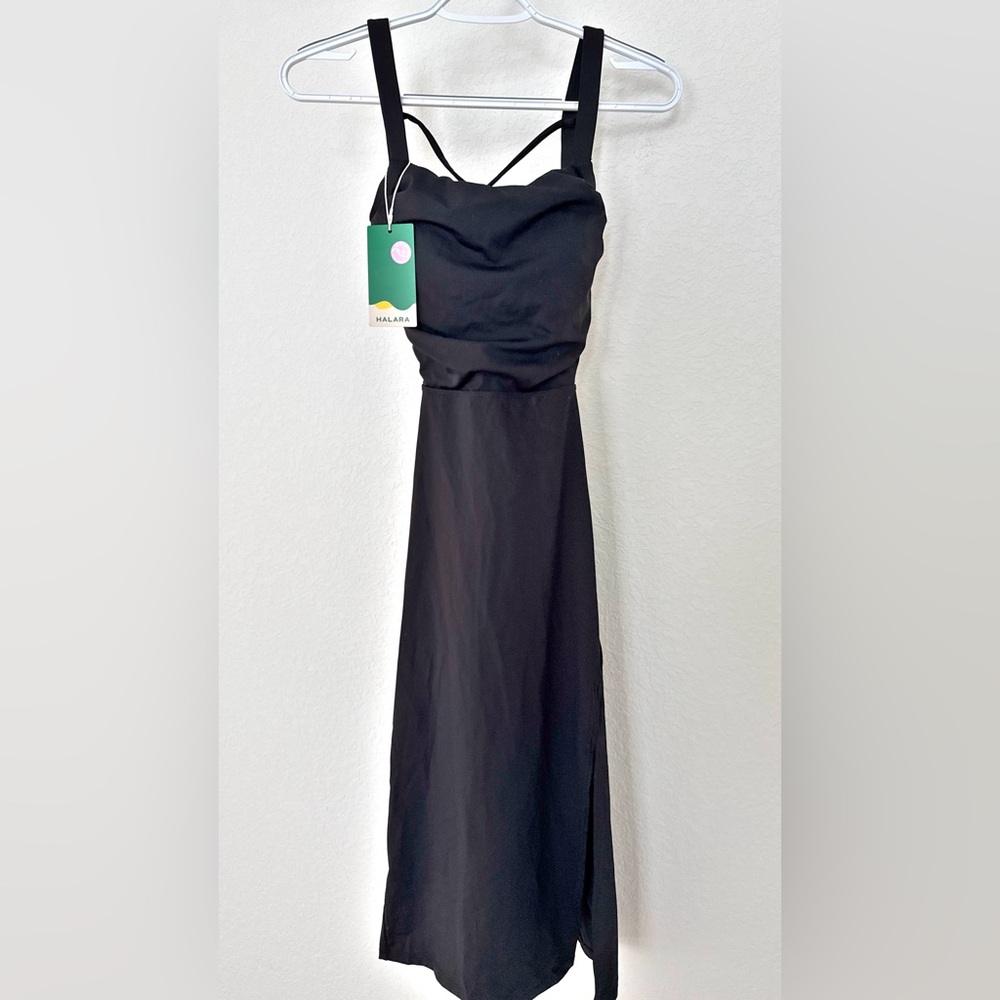HALARA Black Maxi Dress with Strappy Bodice
